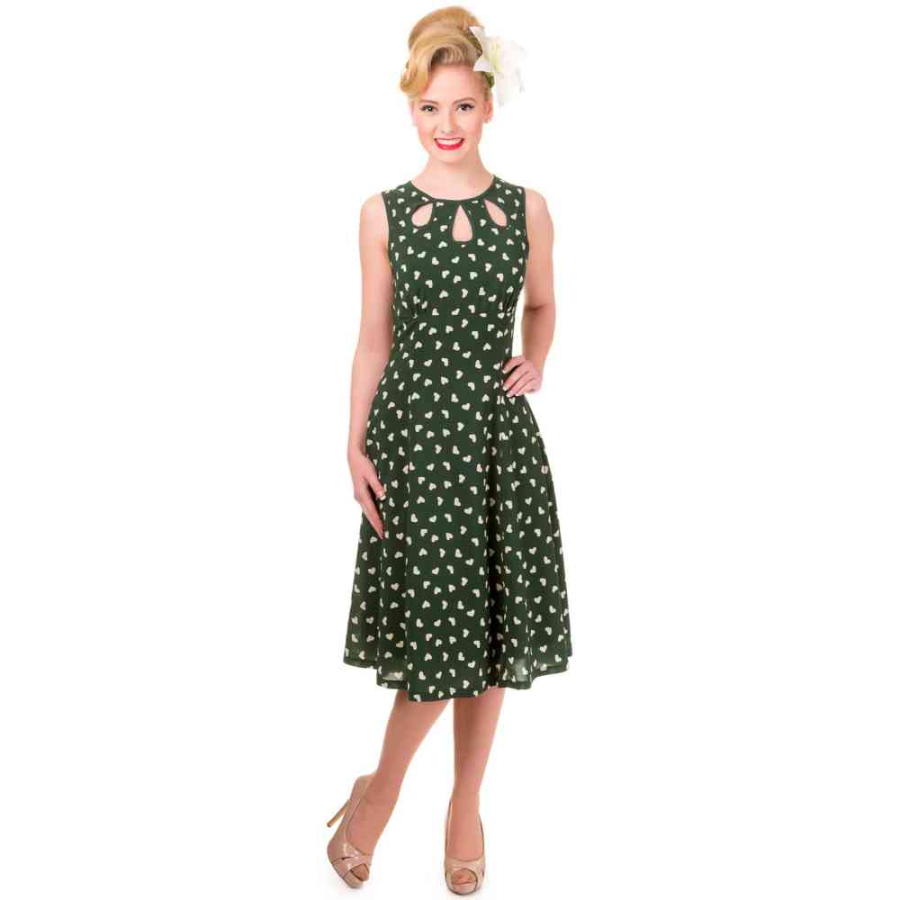 Dancing Days - Songbird Flare dress - Green/White